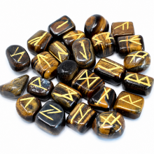 Runes en Oeil de Tigre - Jeu de 25 pierres naturelles