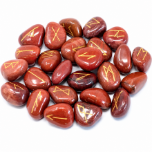 Runes en Jaspe Rouge - Jeu de 25 pierres naturelles