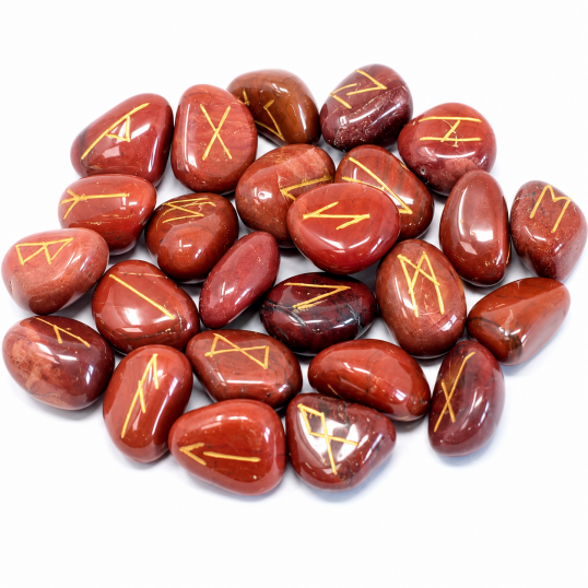 Runes en Jaspe Rouge - Jeu de 25 pierres naturelles