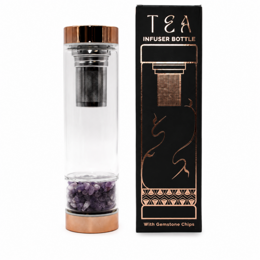 Bouteille en cristal avec infuseur &agrave; th&eacute; - Am&eacute;thyste