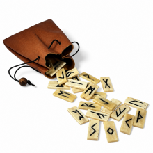 Runes du Futhark ancien en corne - avec pochette en cuir