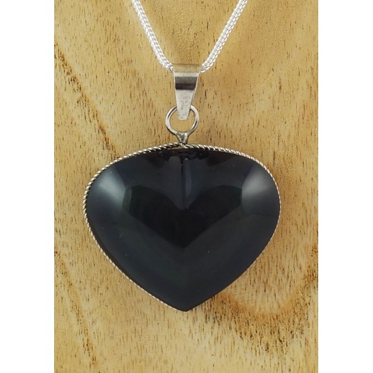 Pendentif - Coeur en obsidienne oeil céleste