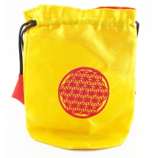 Pochette en satin fleur de vie - jaune