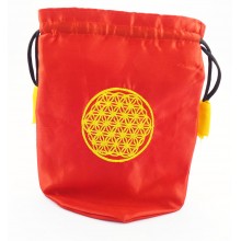 Pochette en satin fleur de vie - rouge