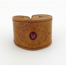 Artisanat - Bracelet cuir jaspe rouge