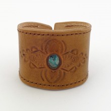 Artisanat - Bracelet cuir chrysocolle