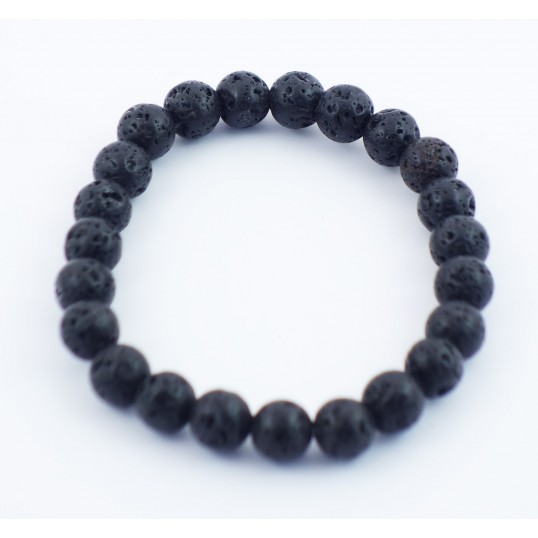 Bracelet perles 8mm - pierre de lave