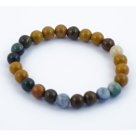 Bracelet perles 8mm - jaspe océan