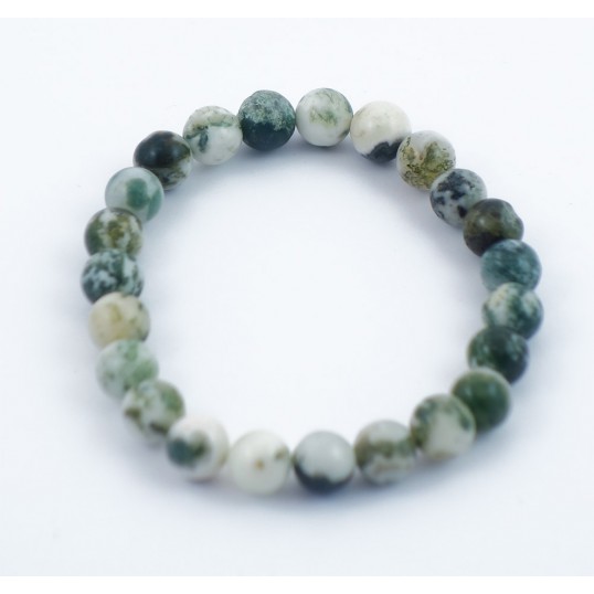 Bracelet perles 8mm - agate arbre