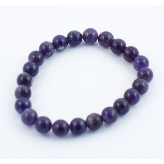 Bracelet perles 8mm - améthyste foncée
