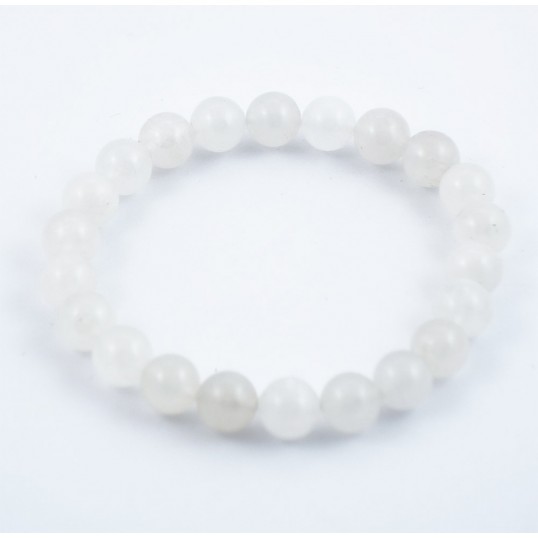 Bracelet perles 8mm - pierre de lune blanche