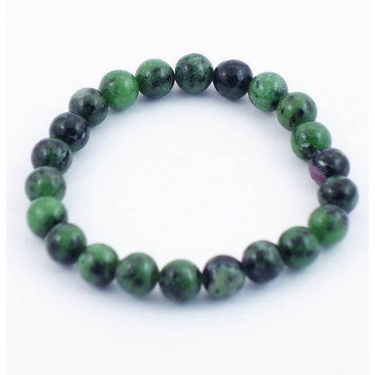 Bracelet perles 8mm - zoïsite à rubis - anyolite