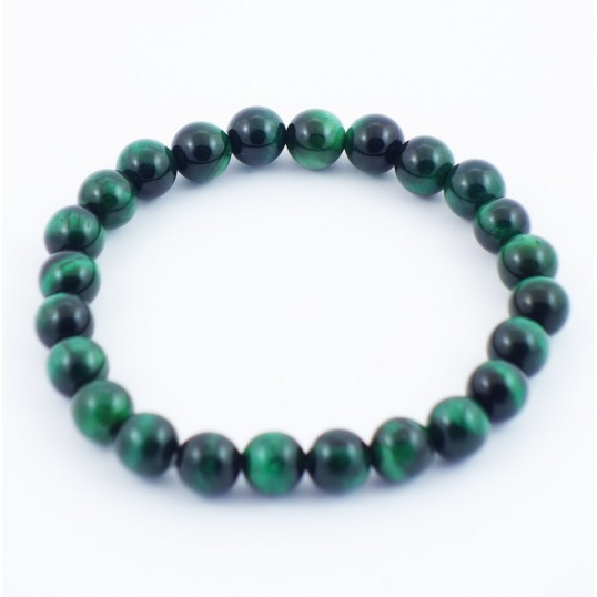 Bracelet perles 8mm - oeil de tigre vert