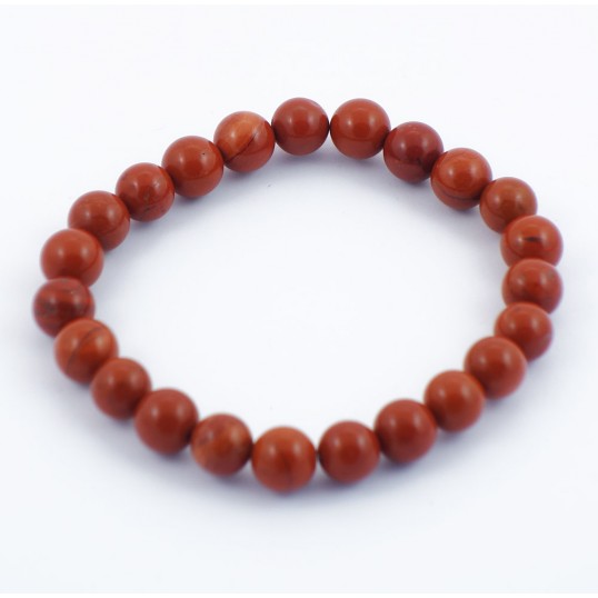 Bracelet perles 8mm - jaspe rouge
