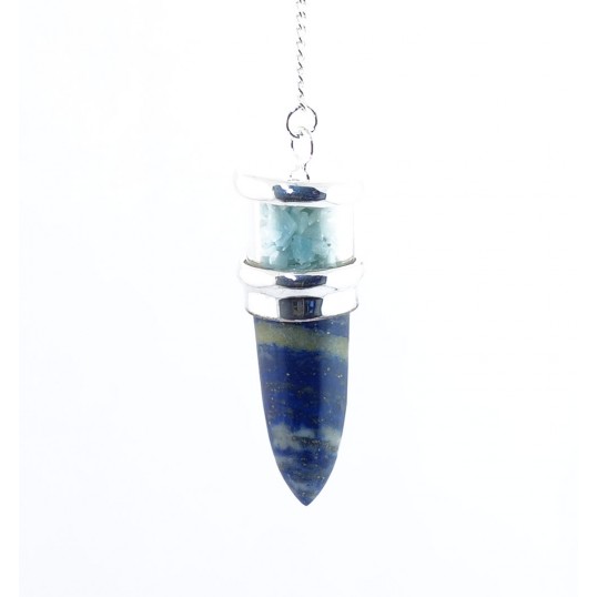Pendule - Pointe lapis lazuli et remplissage larimar