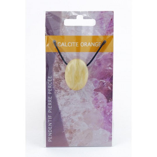 Pendentif pierre percée - calcite orange