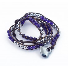 Bracelet magnétique enveloppant - améthyste