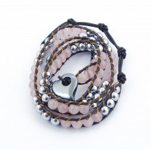 Bracelet magnétique enveloppant - quartz rose