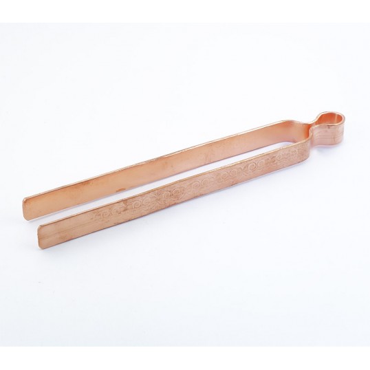 Pince à charbon en cuivre gravé