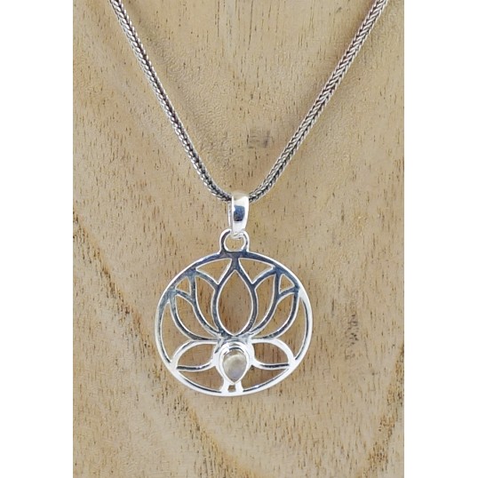 Pendentif - Lotus pierre de lune