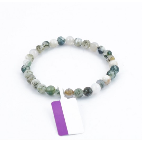 Bracelet perles 6mm - agate arbre