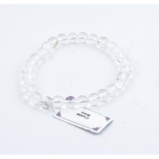 Bracelet perles 6mm - cristal de roche