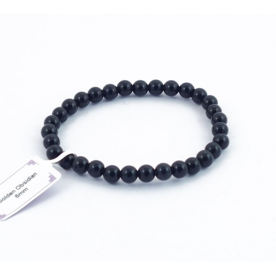 Bracelet perles 6mm - obsidienne noire