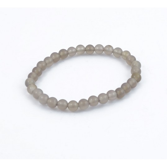 Bracelet perles 6mm - agate grise
