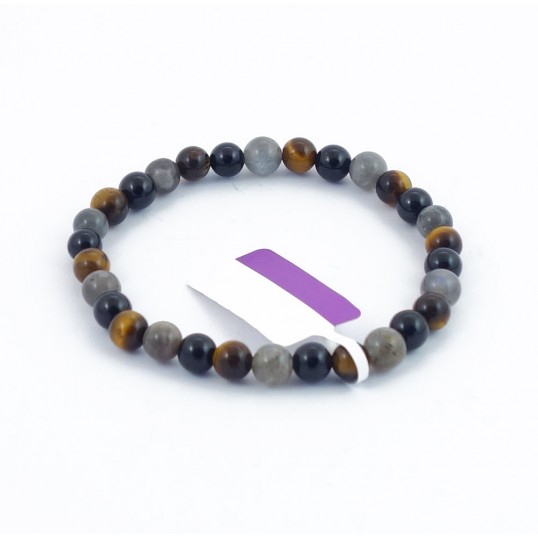 Bracelet perles 6mm - protection A - 3 pierres