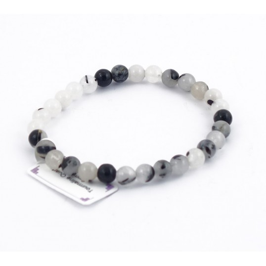Bracelet perles 6mm - quartz tourmaline