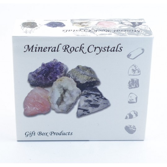 Coffret avec 5 roches en cristal minéral