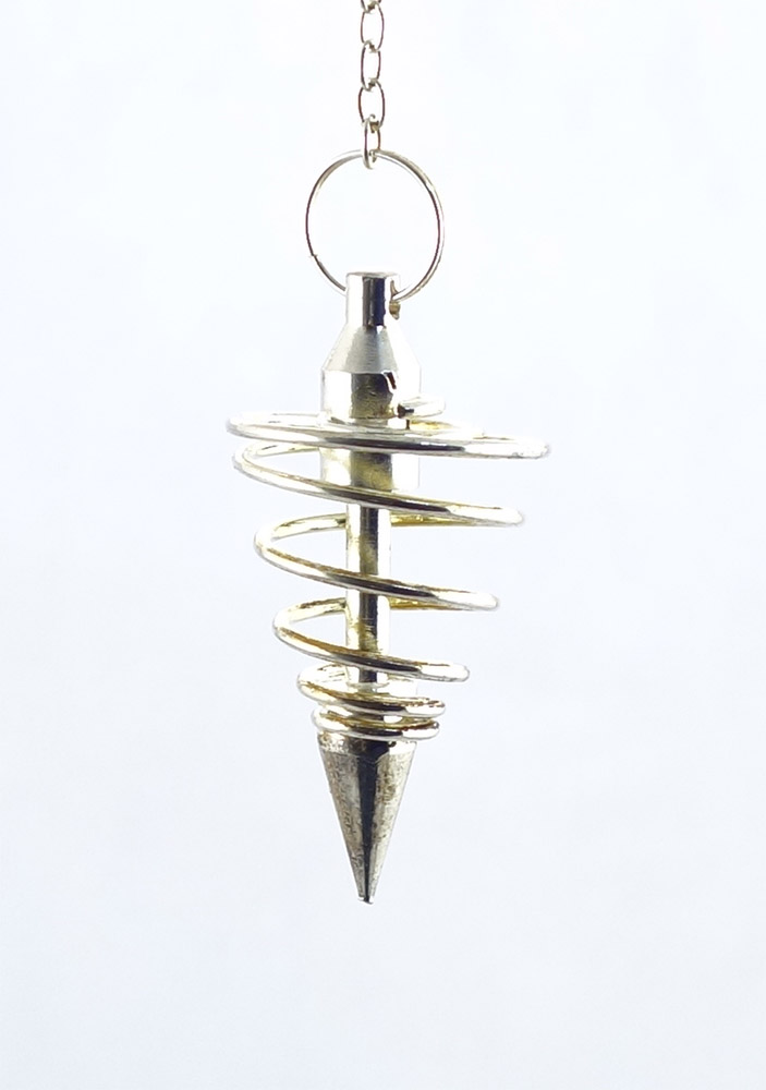 Pendule divinatoire spirale en métal doré