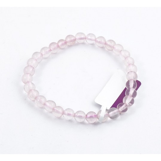 Bracelet perles 6mm - quartz rose