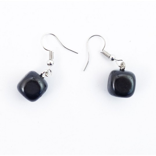 Shungite - Boucle d'oreilles carrées