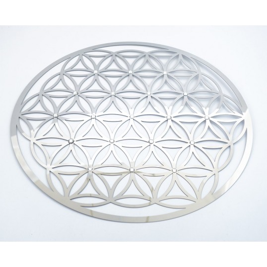 Fleur de vie - acier inoxydable cristaux 25cm