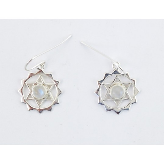 Boucles d'oreilles - Hexagramme pierre de lune