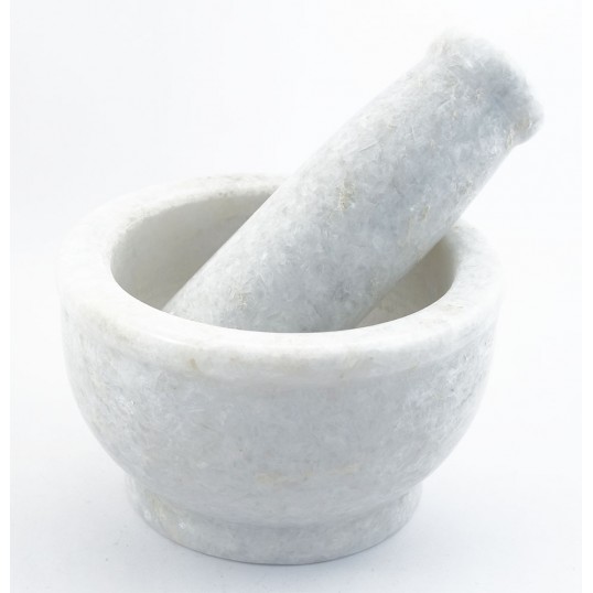 Mortier et pilon - marbre blanc