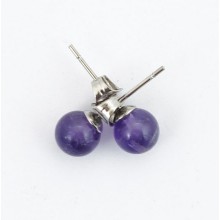 Boucles d'oreille - perles améthyste