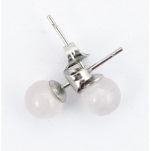 Boucles d'oreille - perles quartz rose