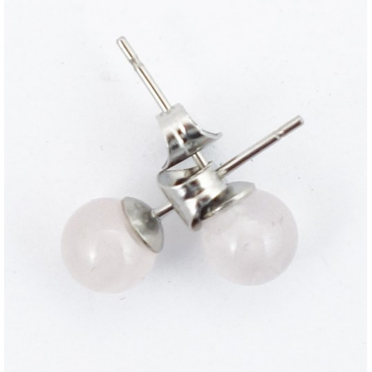Boucles d'oreille - perles quartz rose