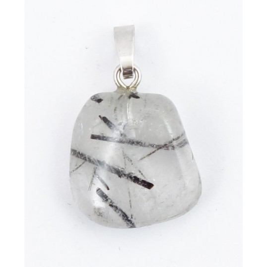 Pendentif pierre - cristal de quartz tourmaliné