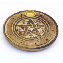 Porte encens - bois rond - pentagramme