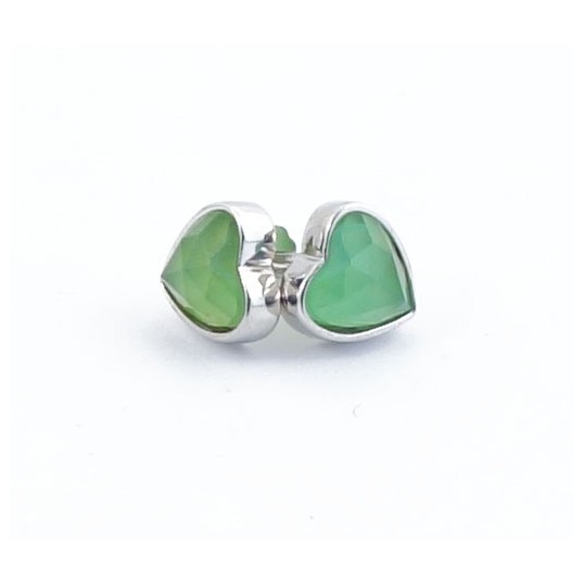 Boucles d'oreille - jade verte coeur