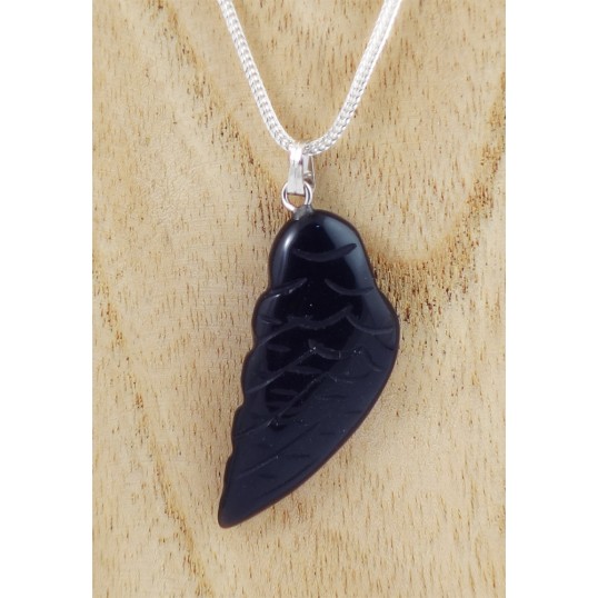 Pendentif - Aile d'ange onyx noir