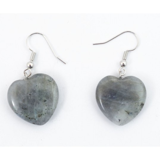 Boucles d'oreille - coeur labradorite