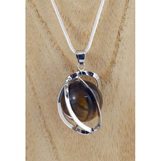 Pendentif - sphère ADN - oeil de tigre