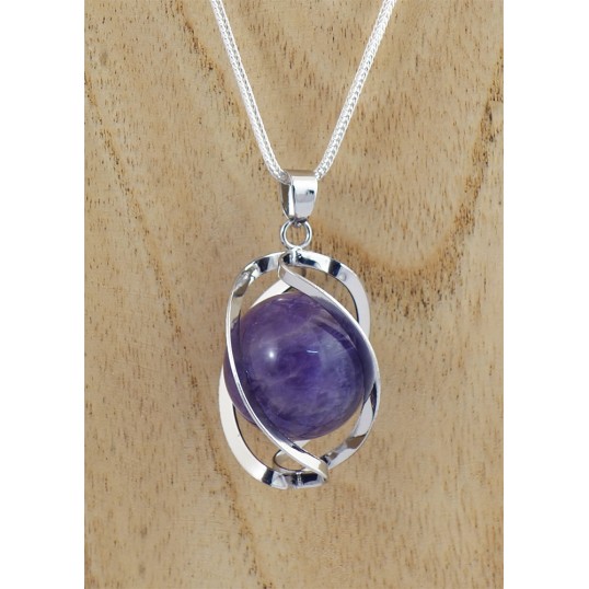 Pendentif - sphère ADN - amethyste