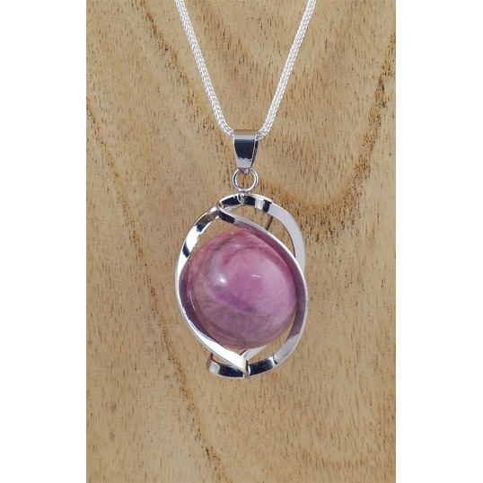 Pendentif - sphère ADN - rhodonite