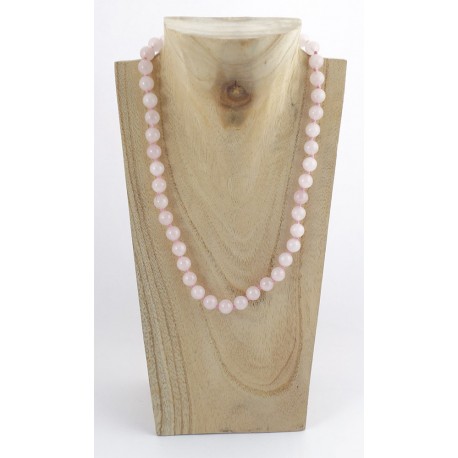 Collier Vintage Perle Quartz Rose Clair - Bijou Ancien - Occasion