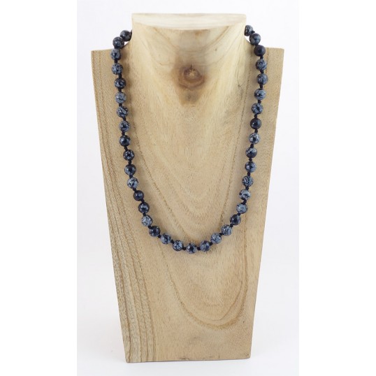 Collier perles - Obsidienne mouchetée